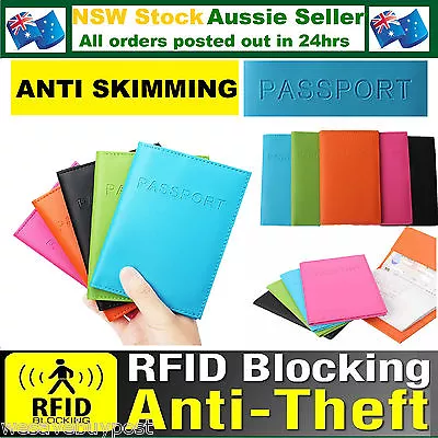 $4.95 • Buy RFID Passport Wallet Anti Scan Blocking Synthetic Leather Travel  Cover Holder