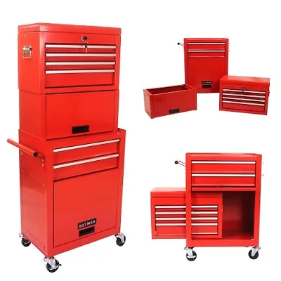 6 Drawer Rolling Tool Chest Cabinet Metal Storage Tool Box Organizer With Wheels • $209.99