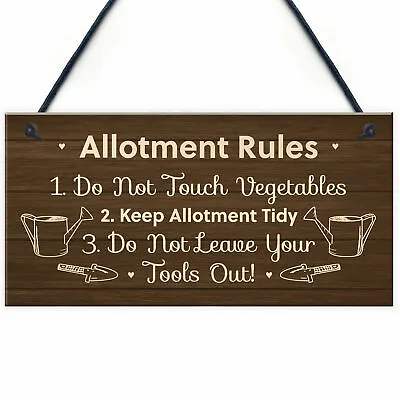 £3.99 • Buy Allotment Rules Sign Hanging Garden Shed Sign Gift For Family Home Gift For Him