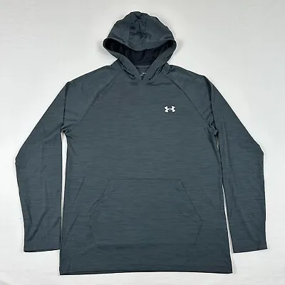 Under Armour Mens Hoodie Pullover Shirt L Grey White Logo Loose Hooded • $15.25