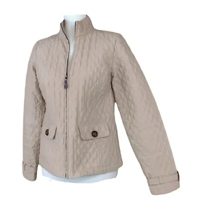 Merona Womens Tan Quilted Zip Front Jacket With Faux Leather Buckles Small • $19.95