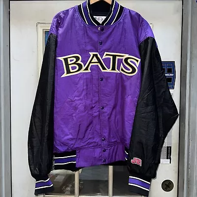 Vintage 90s Louisville Bats Satin Jacket Sz XXL Made In USA Purple/Black • $49.99