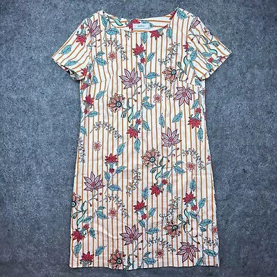 EMKA Dress Womens 44 Stripes Floral Boho Artsy Loose Fit Cottage Light Russian • $99.99