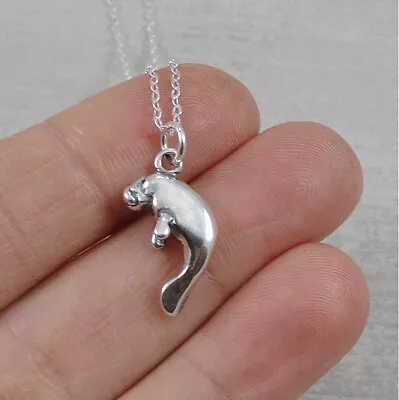 925 Sterling Silver Manatee Charm Necklace - Sea Cow Marine Pendant Jewelry NEW • $22.95