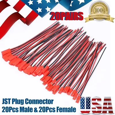 20 Pairs 150mm For JST Plug Connector Cable Wire Male & Female RC Lipo Battery • $8.95