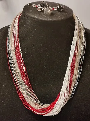 Unsigned Miriam Haskell Multi Strand Glass Seed Beads Necklace & 925 Jewerly • $179