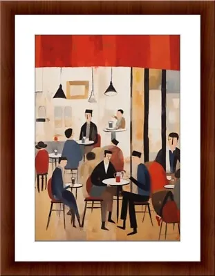 Lowry Style Painting Sitting In The Cafe A4 Print Home Decor Wall Art Pictures • £4.99