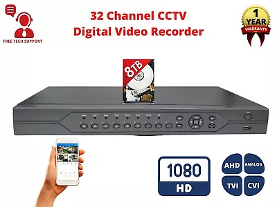 32 Channel H264 H265 DVR With 8TB Hard Drive Security Camera Recorder 16 Audio • $799