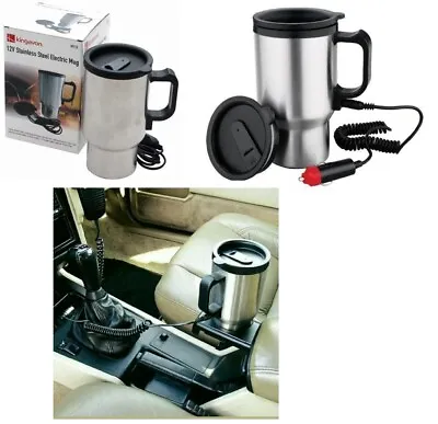 12v Steel Electric Travel Mug Jug Kettle Car Heated Camping Tea Coffee Flask 113 • £9.95