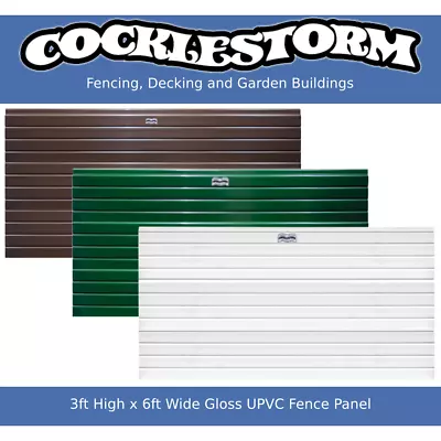 3ft High X 6ft Wide Gloss UPVC Plastic Garden Fence Panel • £79.50