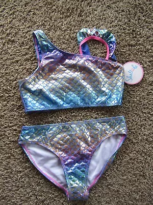 NWT Shellha Swimwear Mermaid Blue/Pink Polyester Blend Youth 2 Piece Swimsuit 16 • $3.99