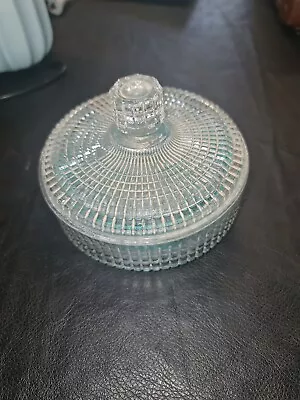 Vintage Avon Perfumed Talc Glass Container And Lid Powder Puff • $12