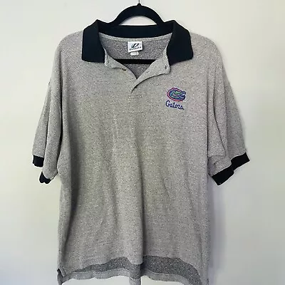 Vintage Florida Gators Textured Embroidered Polo Shirt-Gray/Black-Men's XL • $25