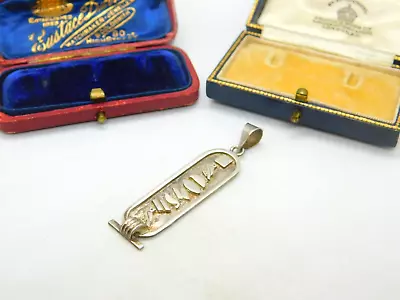 £20 • Buy Egyptian Sterling Silver Hieroglyphic Ingot Pendant Vintage C1970 Egypt