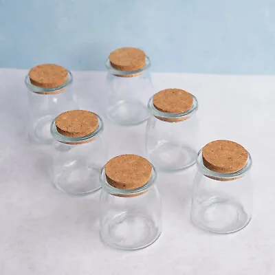 £14.99 • Buy 6 X 160ml Round Herb Spice Glass Jars Cork Lids Storage Containers Sweet Favour