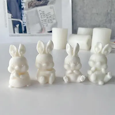 3D Silicone Rabbit Mold Cute Modeling Candle Mold Easter Rabbit Fondant Mould • $8.64