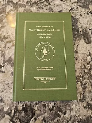 Vital Records Of Mount Desert Island Maine 1776-1820 HC 1990 • $40