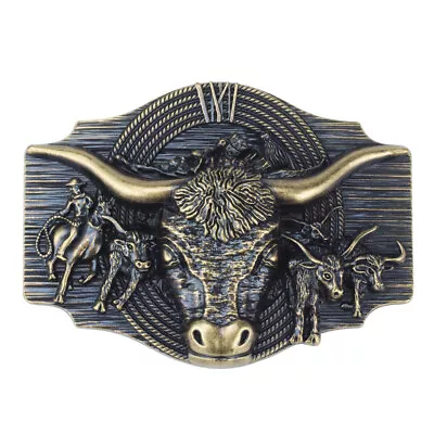 Longhorn Bull Belt Buckle For Men- Western Rodeo Texas Cowboy Large Belt Buckles • $10.99