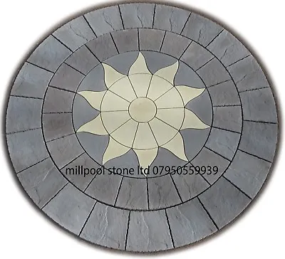 3.46m Charcoal Grey  Buff Sun Circle  Patio Slabs Stone [ Delivery Exceptions ] • £299