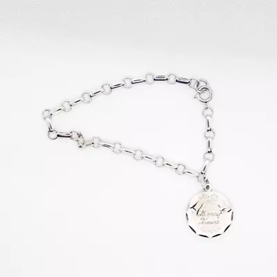 Vintage Spencer Sterling Silver Bracelet With Merry Christmas Engraved Charm • $25