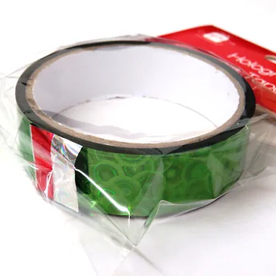 Giftmaker Christmas Holographic Gift Tape - Green Or Red 25mm X 3M • £5.50