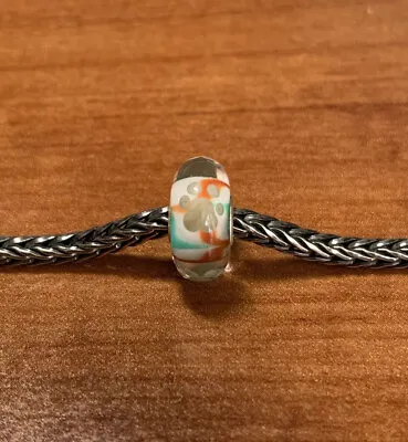 Authentic Trollbeads Beige Paw Prints On Multi-Color Base Unique OOAK Bead New!! • $84