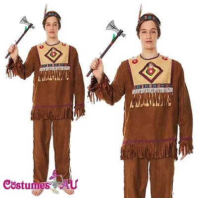 Mens Noble Warrior Native American Indian Halloween Fancy Dress Adult Costume • £15.34