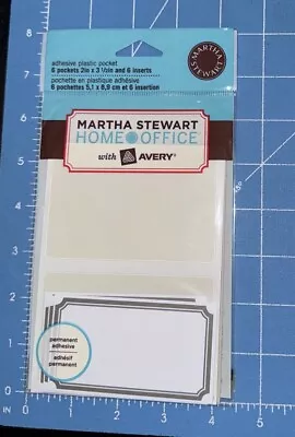 Martha Stewart Home Office W/ Avery Adhesive Plastic Pocket Pack Of 6 & Inserts • $7.99