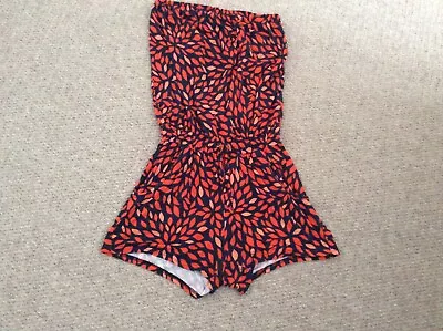 £1.99 • Buy Ladies Navy & Orange Bandeau Playsuit By Lascana - Size 10