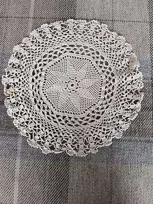 Vintage Beige Cotton Crochet Doily • £1