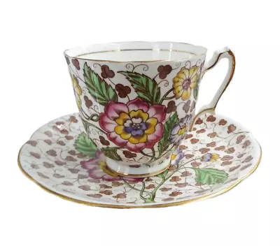 Adderley Tea Cup Saucer Floral Flowers Vintage Bone China England • $9.99