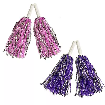 POM POMS 2x Handheld Cheerleader Dance Football Party Fancy Dress Club Decor UK • £11.88