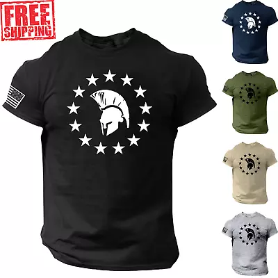 American Spartan T-Shirt USA Freedom Molon Labe Second Amendment Military • $15.90