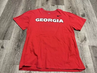 #B80 MEN NIKE Large Athletic Cut Shirt Cotton  UGA Bulldogs Georgia Dawgs • $11.50