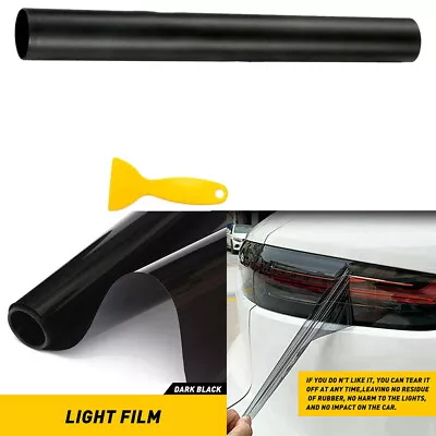 12 X72  Gloss Dark Black Tint 3000K Headlight Fog Light Taillight Vinyl Film • $10.44