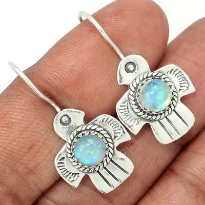 Bird - Natural Rainbow Moonstone - India 925 Silver Earrings Jewelry CE15101 • $7.50