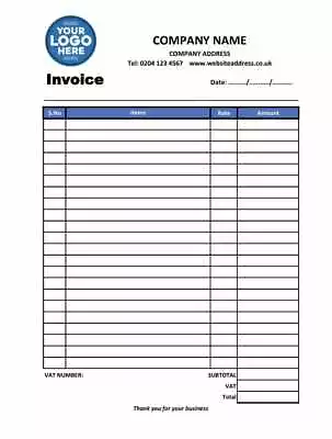 Personalised Duplicate Invoice Book A4 50 Sets With Carbon • £6.99