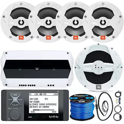 Bluetooth Radio 4x 6.5  225W White Speaker 10  Powered Sub Amp Install Kit • $875.99