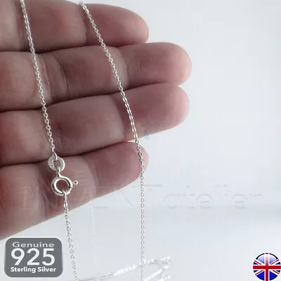 925 Solid Sterling Silver Chain Cable Trace Diamond Cut Necklace 16  18  20  A01 • £4.69