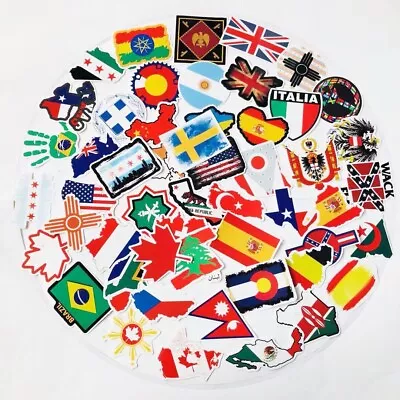 Pack Of 10 Country Flags Wall Stickers - Travel Stickers - Suitcase Decoration • £3.14