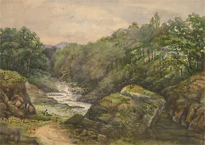 Edwardian Watercolour - Mountain River • £45