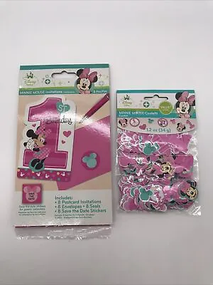Minnie Mouse 1st Birthday Party Invitations + Confetti • $6