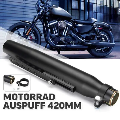 Matte Black 17  Universal Motorcycle Short Exhaust Pipe Tail Pipe For Cafe Racer • $45.99