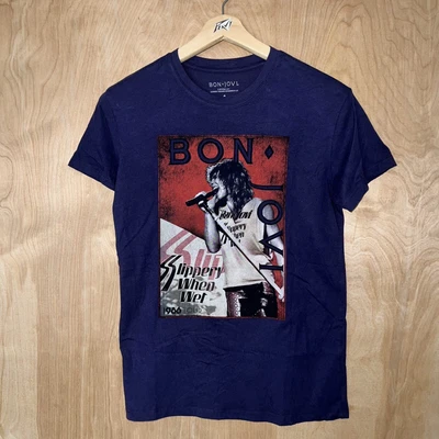 £19.61 • Buy Women’s Bon Jovi Slippery When Wet 1986 Tour Retro Ss Band Tee Shirt Small New