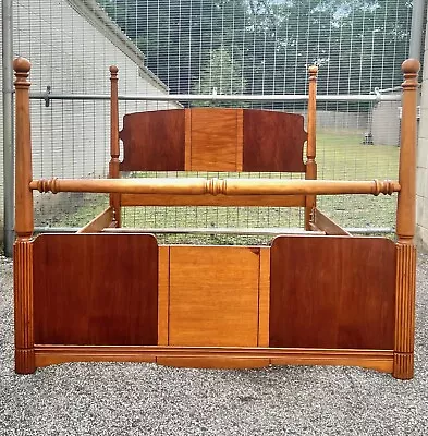 Vintage Art Deco Style Full Size Two Tone Cannonball Poster Bed • $1249