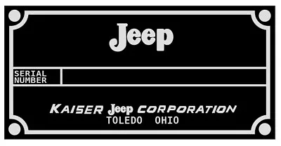 Kaiser  Jeep ID Data Plate Serial Number Can Make Most Any Plate Car Boat Plane • $27.50