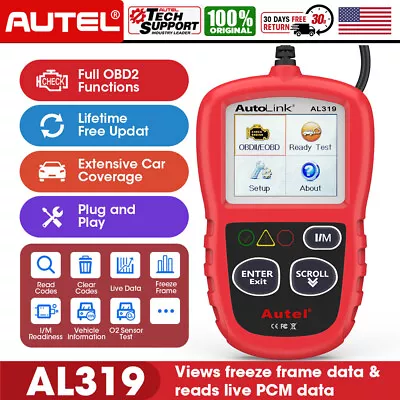 Autel Autolink AL319 OBD2 Diagnostic Scanner Auto Read Clear Codes I/M Readiness • $31.99