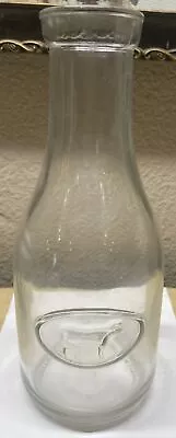 Vintage One Quart Liquid Milk Jar W/Embossed Cow From Canada 9.5” Tall Nice • $13.75
