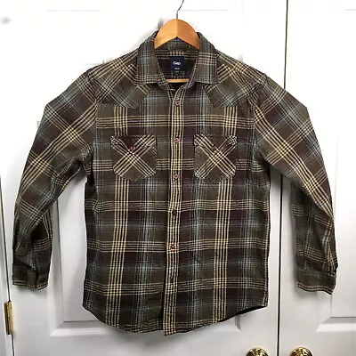 Gap Heavy Flannel Size M Over Shirt Cotton Green/Brown Plaid Men's • $12.95