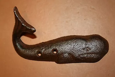 Whale Design Coat Hooks Rustic Cast Iron 5 3/4  Volume Priced H-102 • $16.85